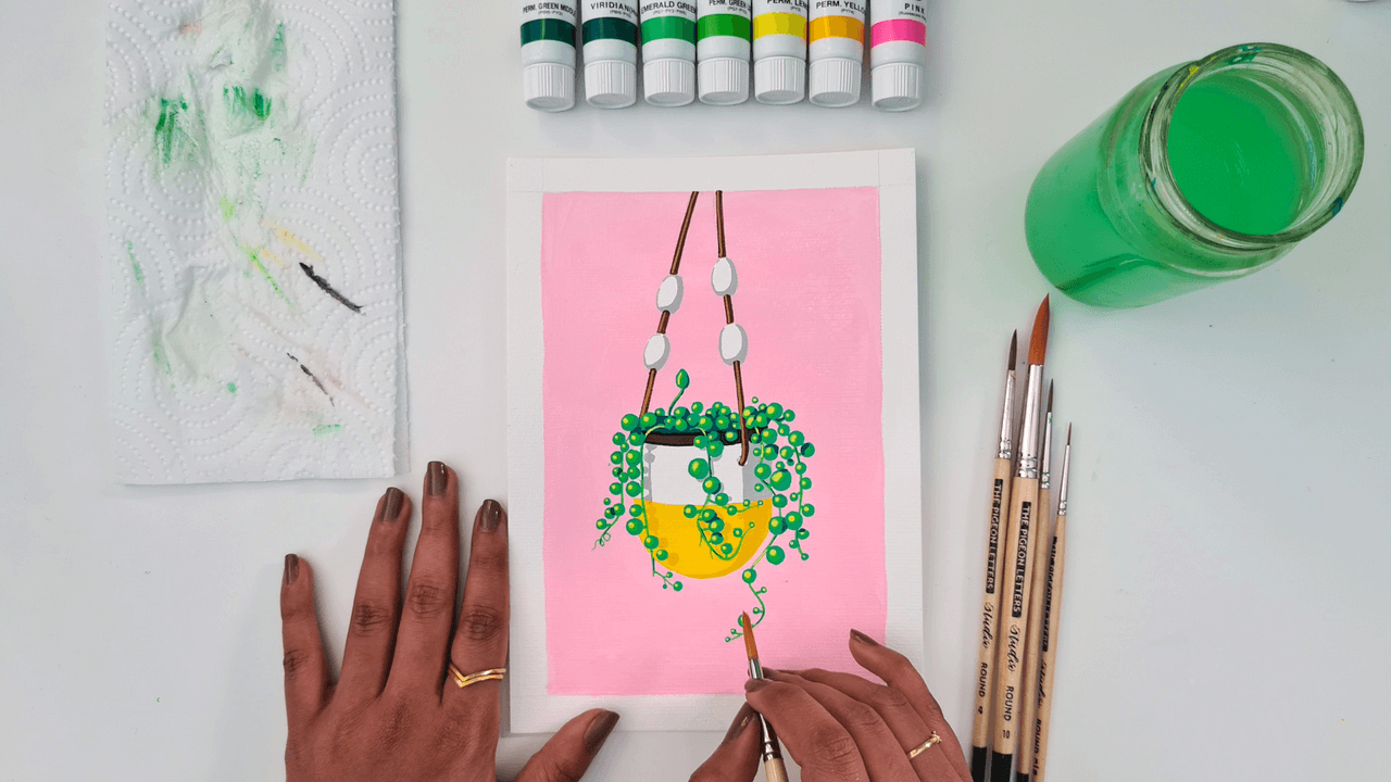 Learn to Paint House Plants with Acrylic Gouache