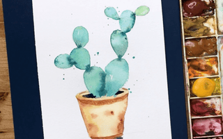 How to paint a watercolor cactus
