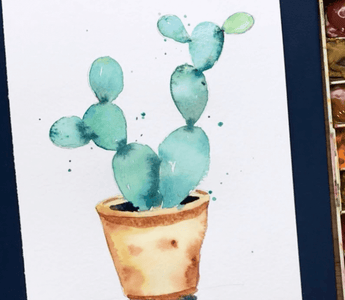 How to paint a watercolor cactus
