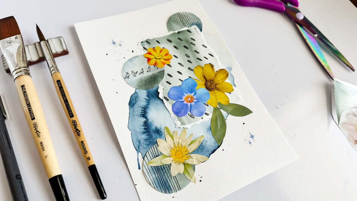 How to Create a Floral Mixed Media Collage in 3 Steps