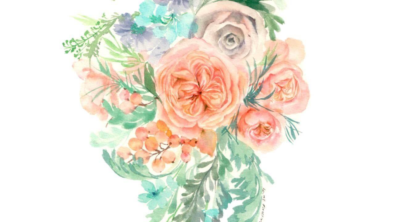 Rose Watercolor Floral Book Art (Original)