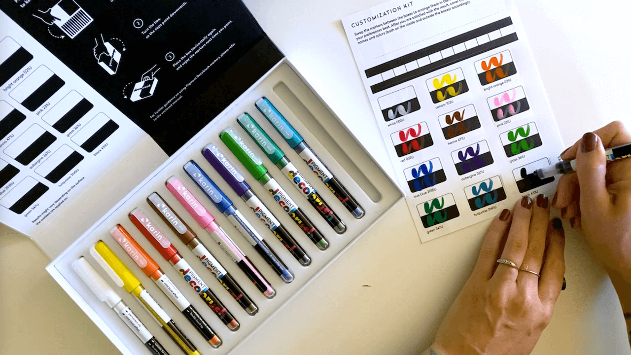 Karin Pigment Decobrush Markers - Grey Colors, Marker Set of 12