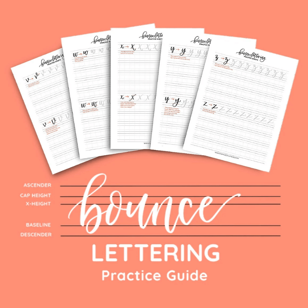 Hand Lettering Practice Sheets Modern Calligraphy Guide the Pigeon Letters  Alphabet Uppercase & Lowercase 
