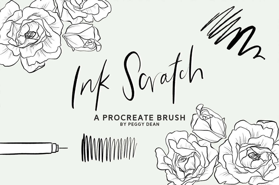 Swatch of a Procreate brush resembling an ink pen