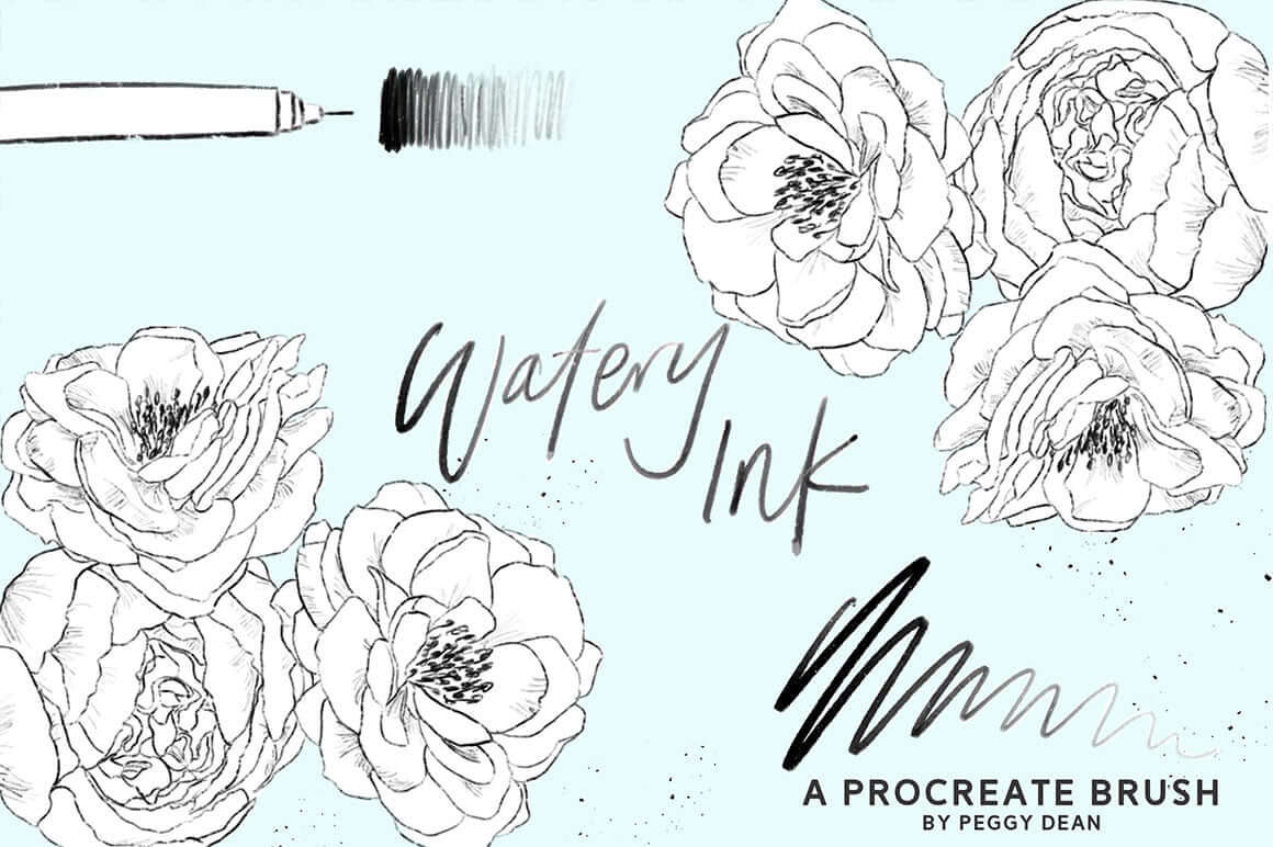 Swatch of a Procreate brush resembling loose ink