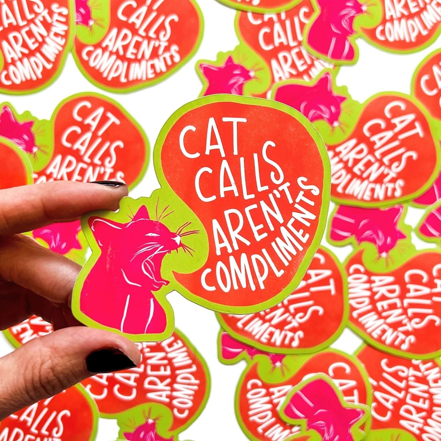 Close up of a vinyl cat sticker