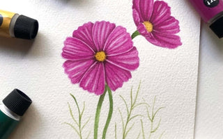 Paint Along: Cosmos Flower Watercolor Tutorial