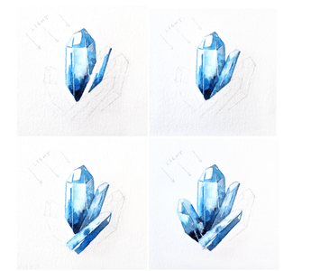 How to paint watercolor crystals