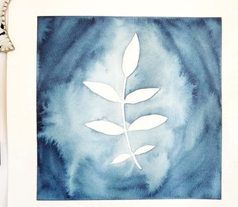 How to make a faux cyanotype watercolor painting