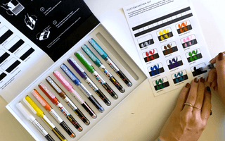 Karin marker acrylic brush pen swatches