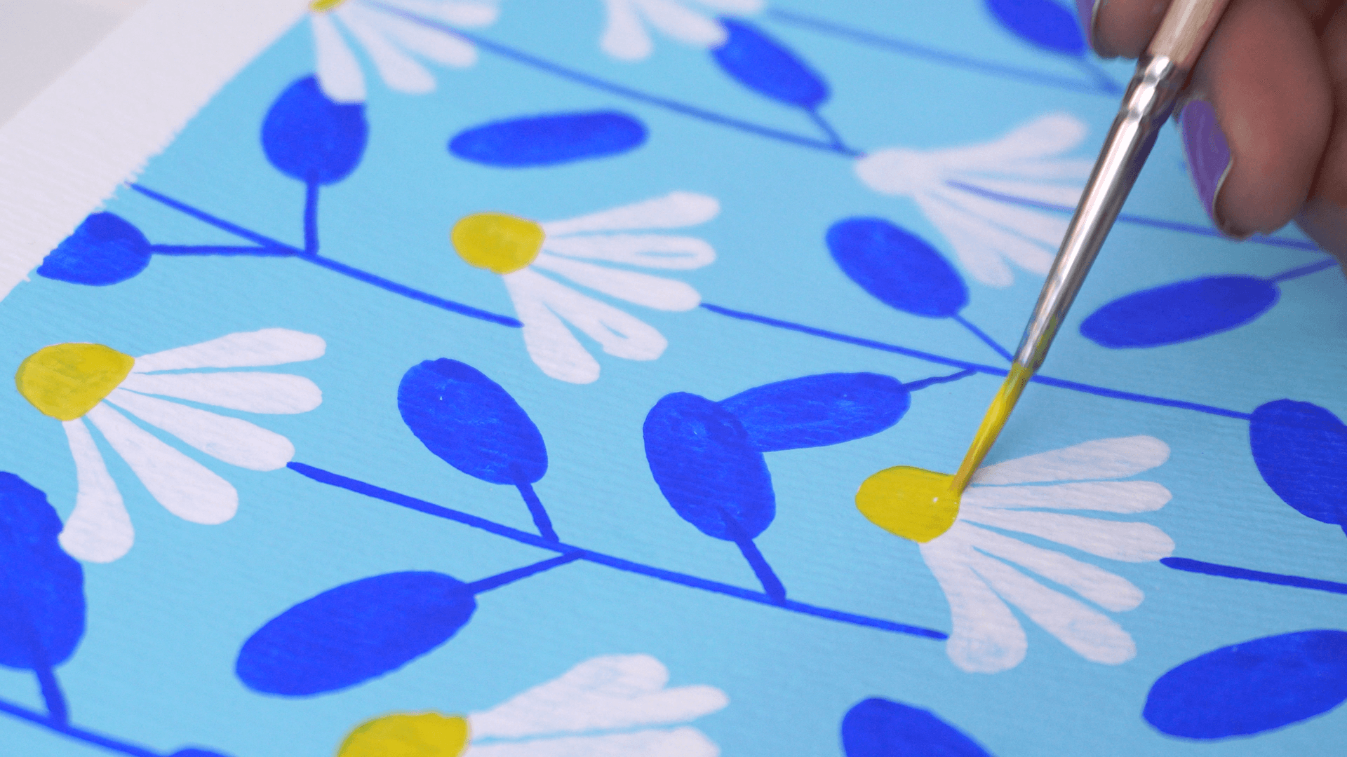 How to paint a floral pattern with gouache