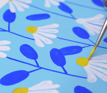 Paint a Floral Pattern with Acrylic Gouache