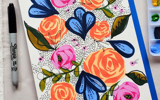 How to Create a Folk-inspired Floral Painting in Gouache