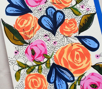 How to Create a Folk-inspired Floral Painting in Gouache