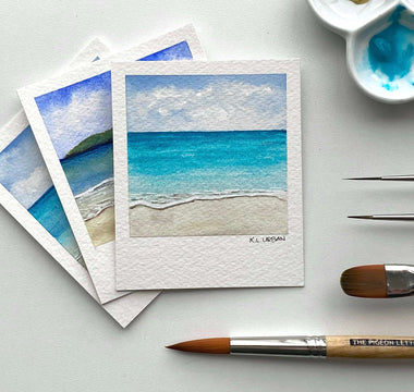 Easy Watercolor Polaroid Beach Scene