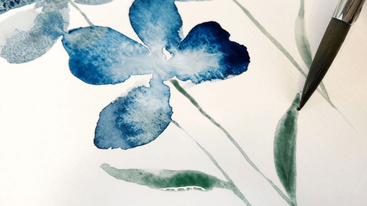 Loose floral painting tutorial with watercolor