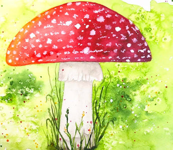 How to paint whimsical mushroom in watercolor