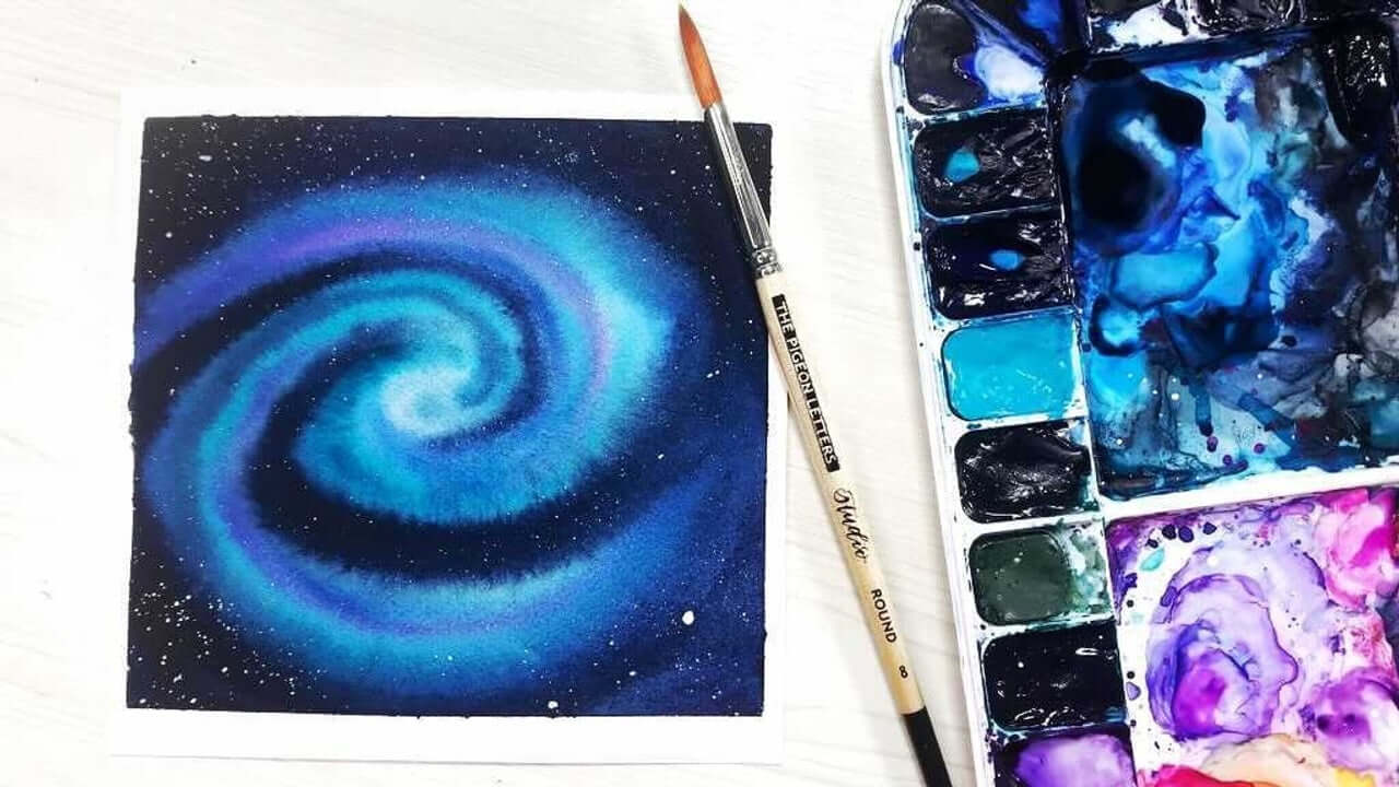 Watercolor galaxy painting tutorial