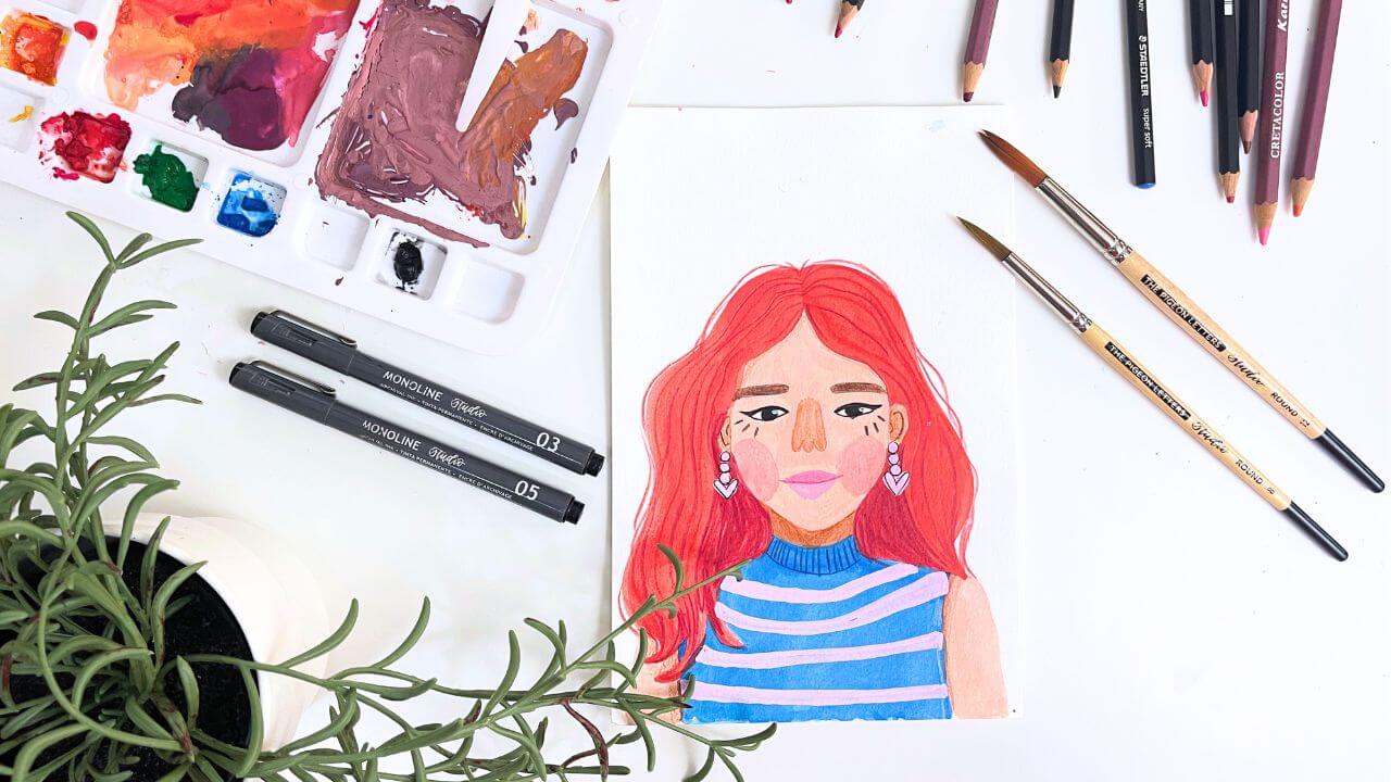 Mixed media self portrait tutorial