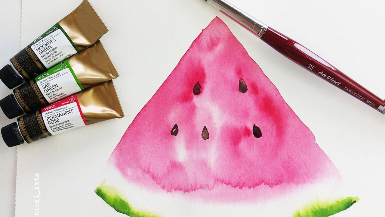 How to paint a watermelon slice