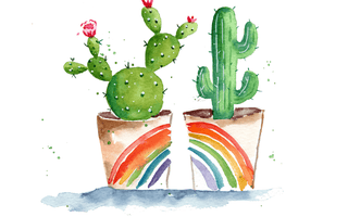 Paint Cacti with Rainbow Watercolor