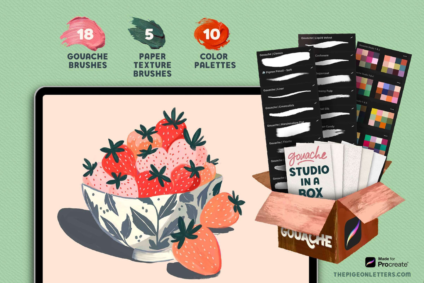Gouache Studio Box - Procreate Brushes for Painting
