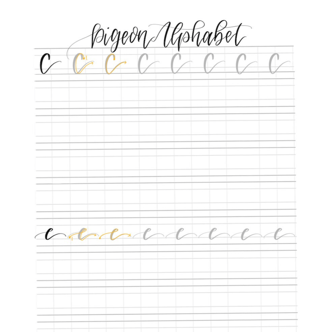 Pigeon Code Letters Lettering Practice Sheets - Pigeon Alphabet