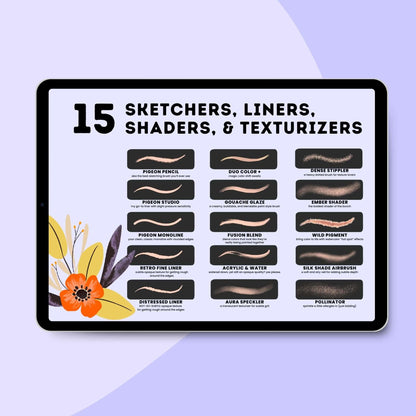 Flower PowerPack: 150+ Procreate Brushes for Botanical Drawing