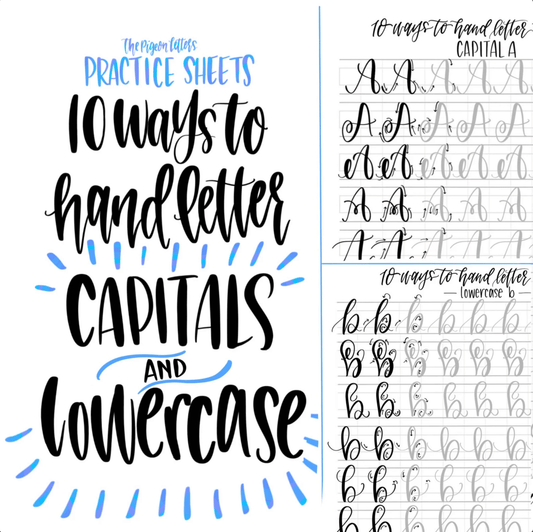 Bundled Lettering Practice Sheets - 10 Ways Uppercase & Lowercase