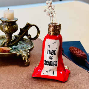 22k Ceramic Tube of Scaries - Red Vase
