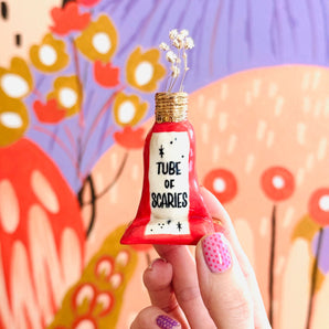 22k Ceramic Tube of Scaries - Red Vase