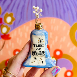 22k Ceramic Tube of Oddities Bud Vase