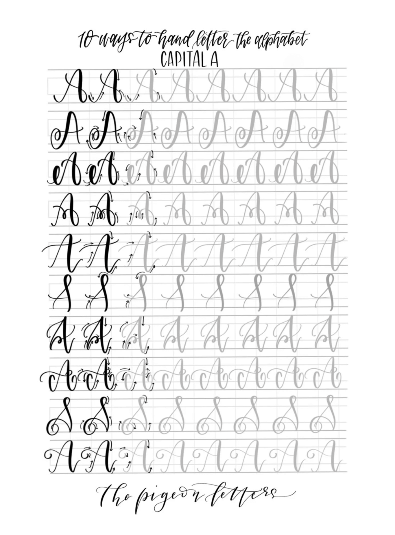 Lettering Classing Bundled Lettering Practice Sheets - 10 Ways Uppercase & Lowercase – The ...