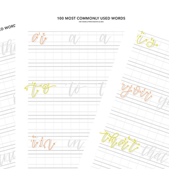 Lettering Practice Sheets - Top 100 Most Used Words