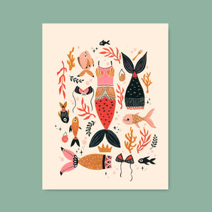 Mermaid Laundry Day Illustration