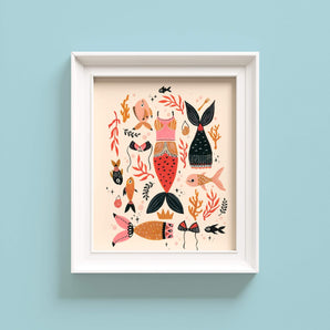 Mermaid Laundry Day Illustration