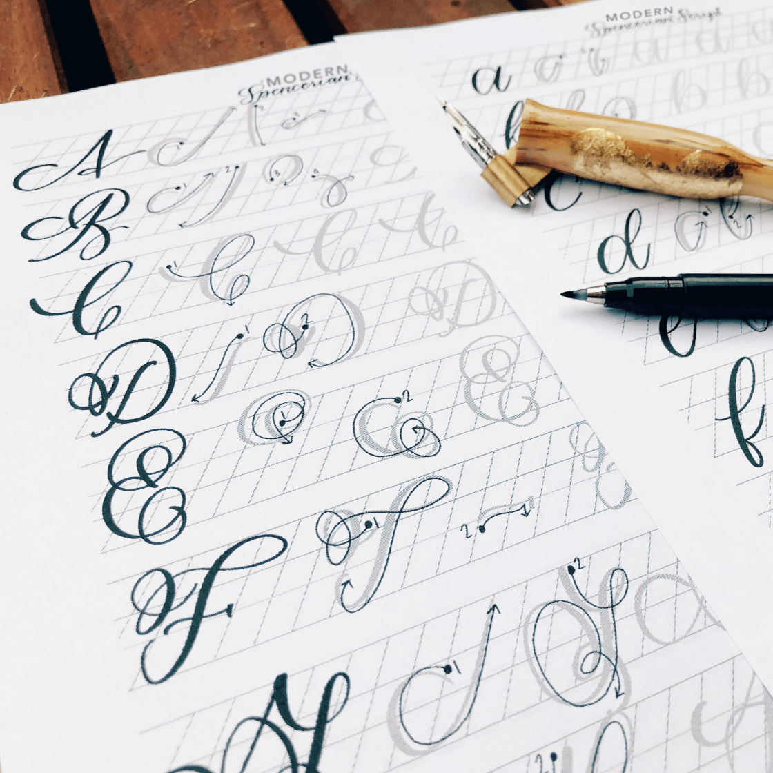 Lettering Classing Lettering Practice Sheets - Modern Spencerian Script
