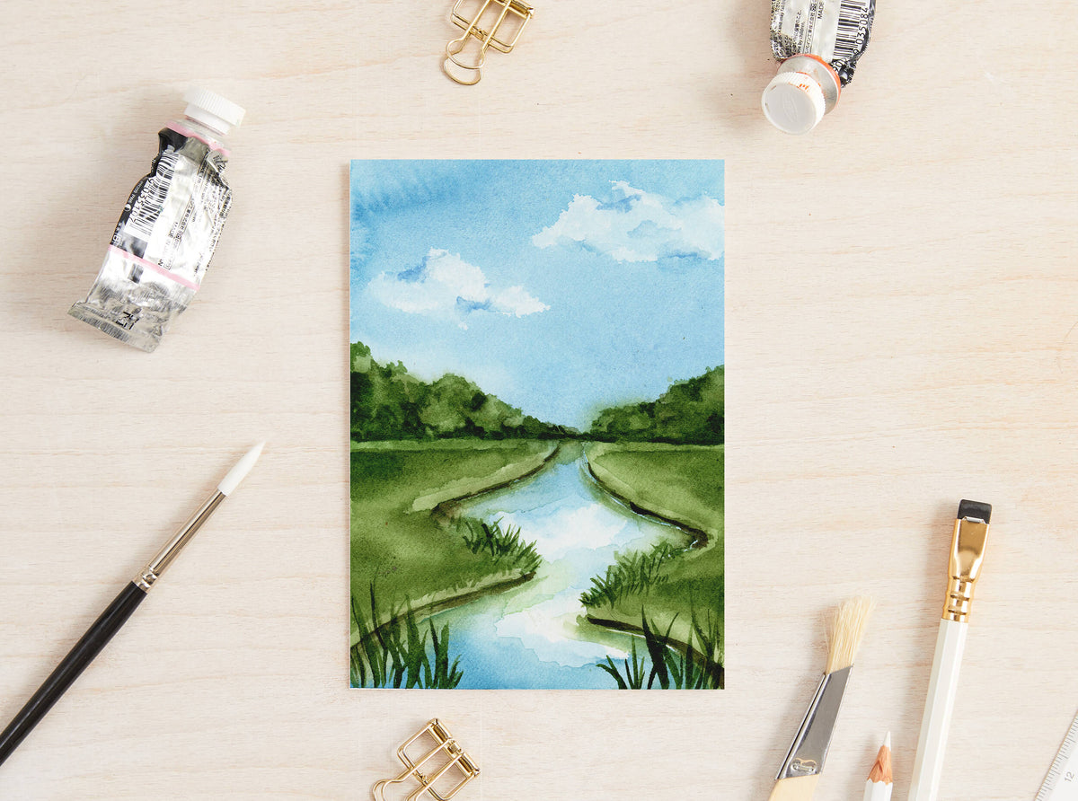 Paint a Tranquil Lagoon Landscape with Watercolor