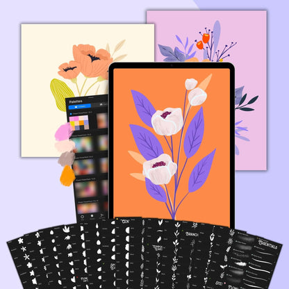 Flower PowerPack: 150+ Procreate Brushes for Botanical Drawing