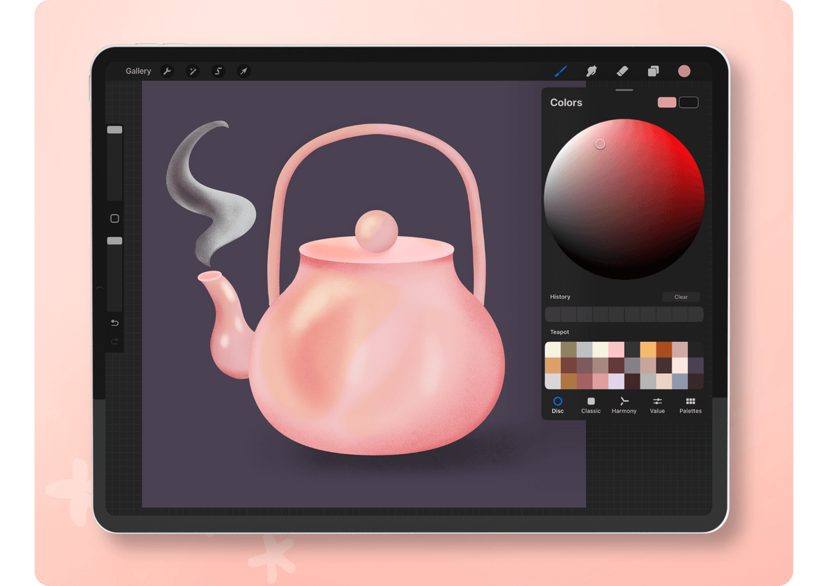 how to enlarge color wheel open in procreate