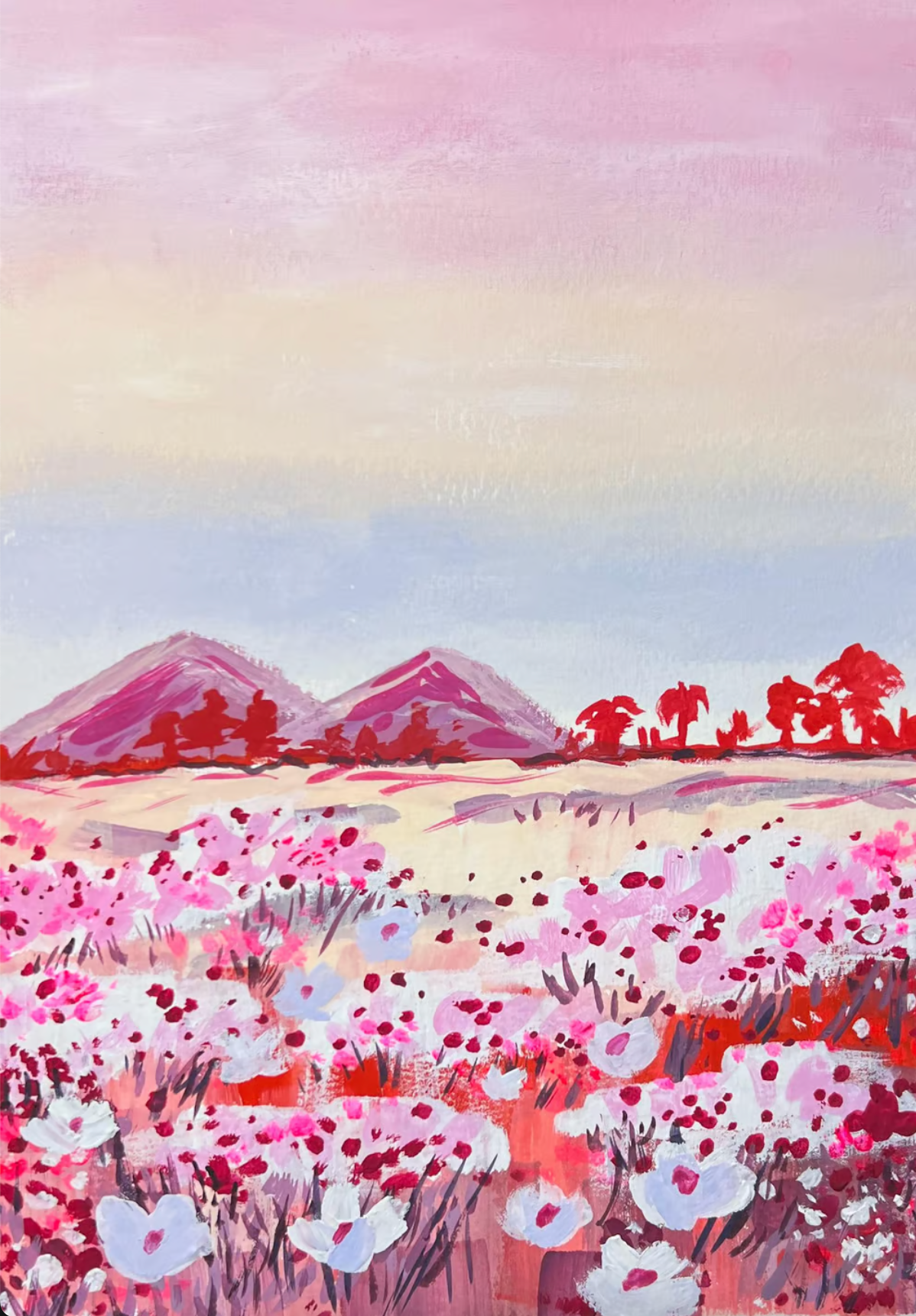 gouache flower painting tutorial