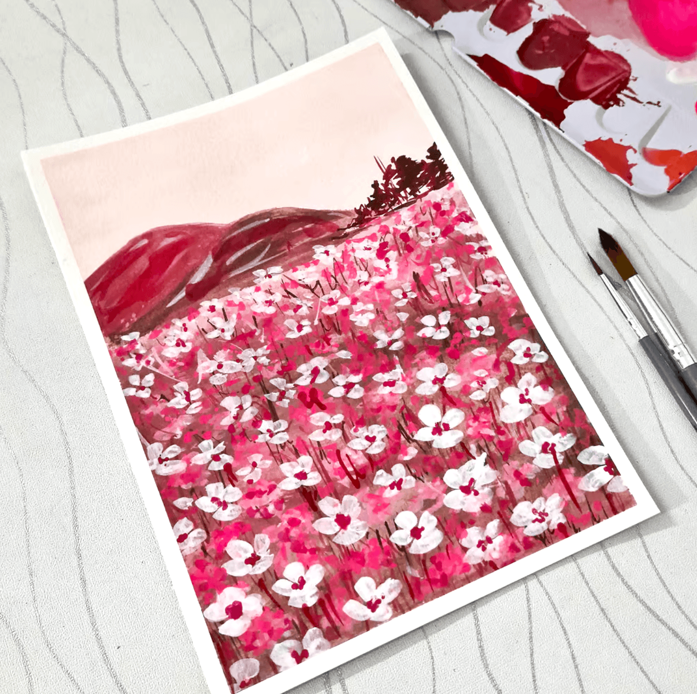 gouache flower painting tutorial