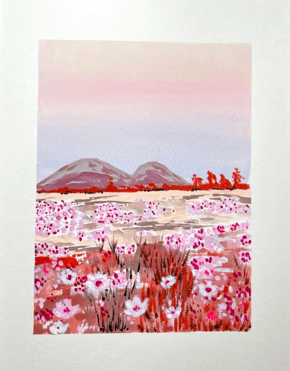 gouache flower painting tutorial