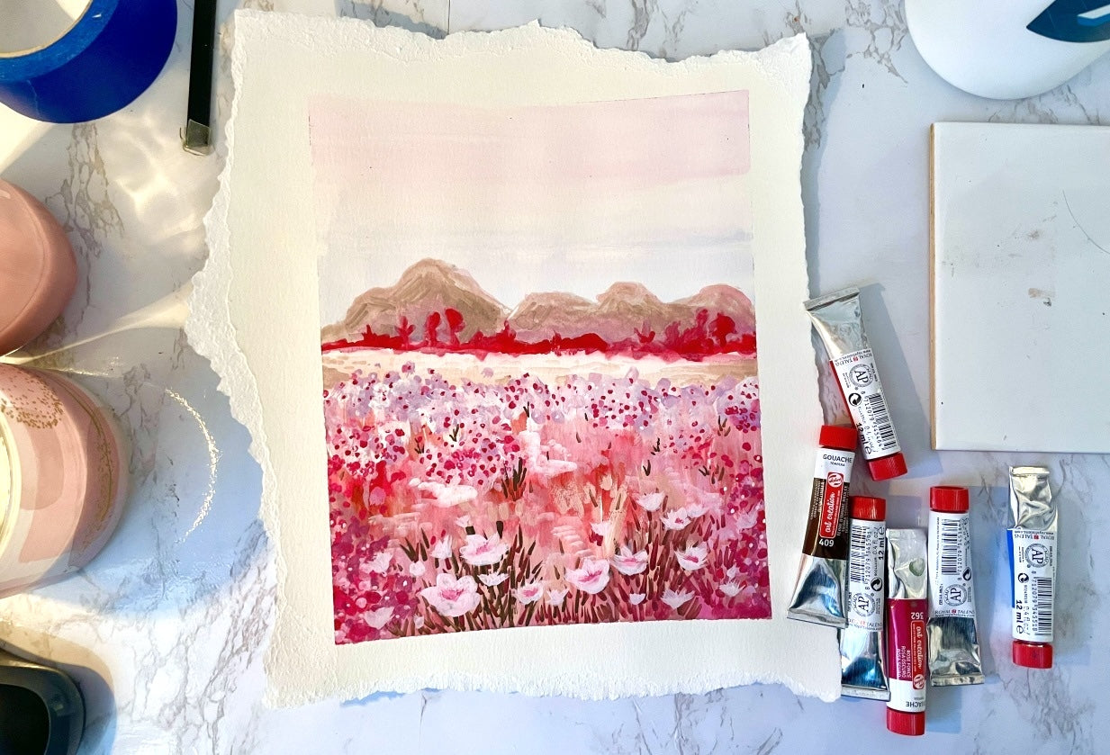 gouache flower painting tutorial