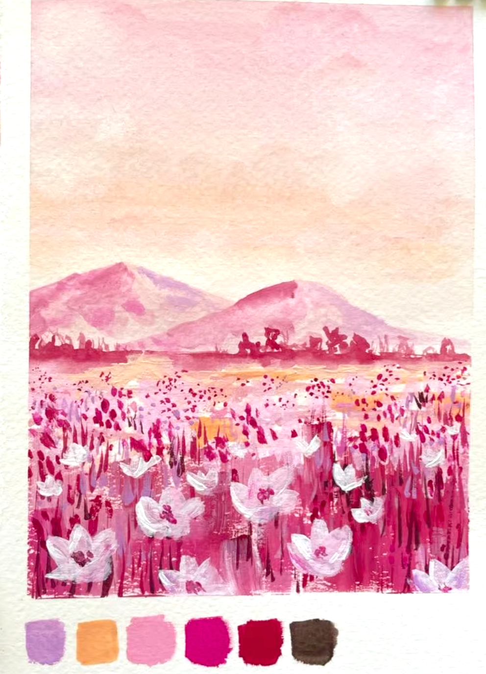 gouache flower painting tutorial