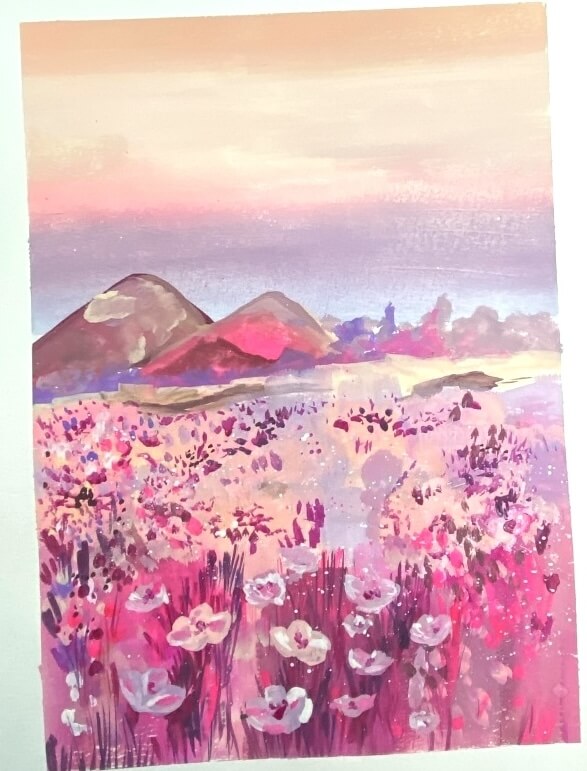 gouache flower painting tutorial