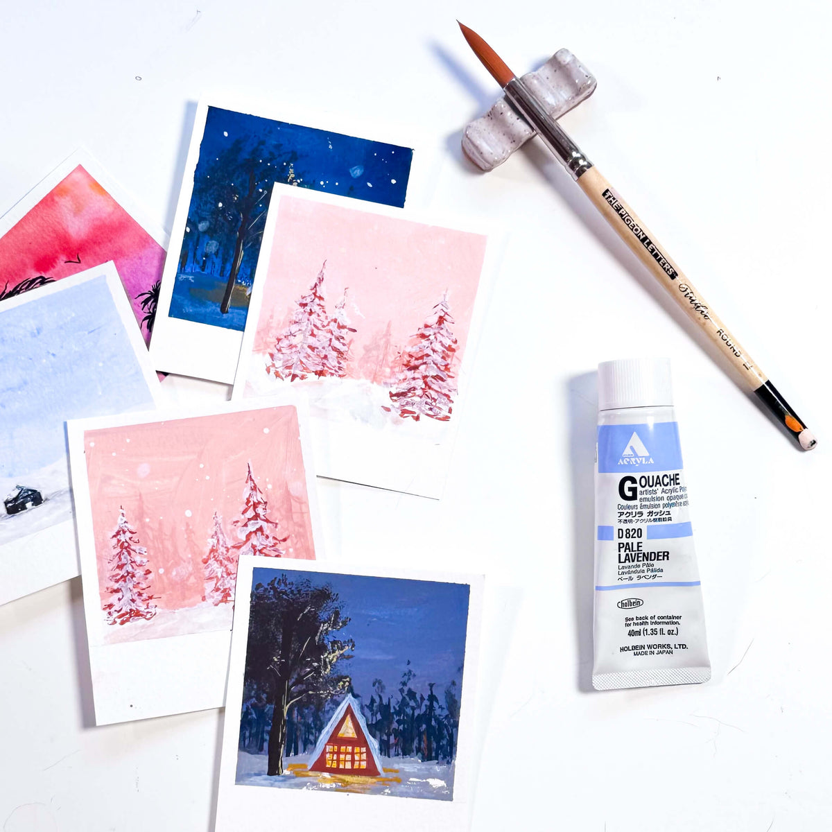 gouache polaroid painting tutorial