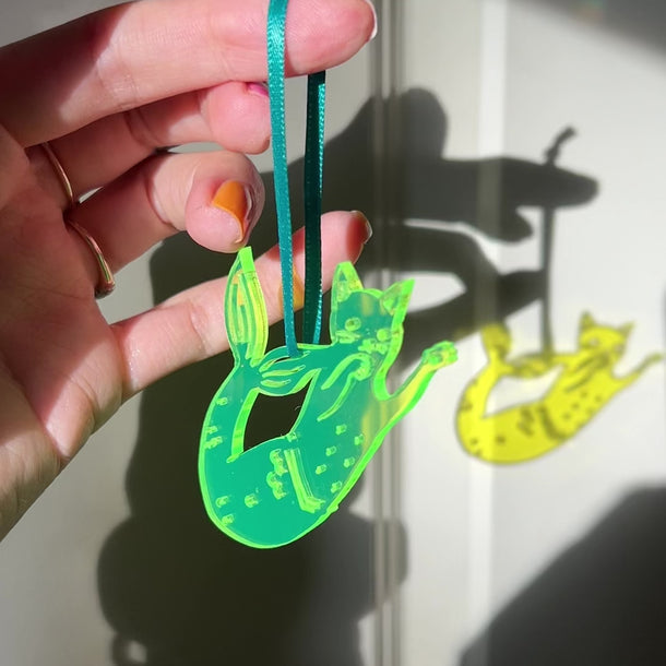 Handmade acrylic cat ornament