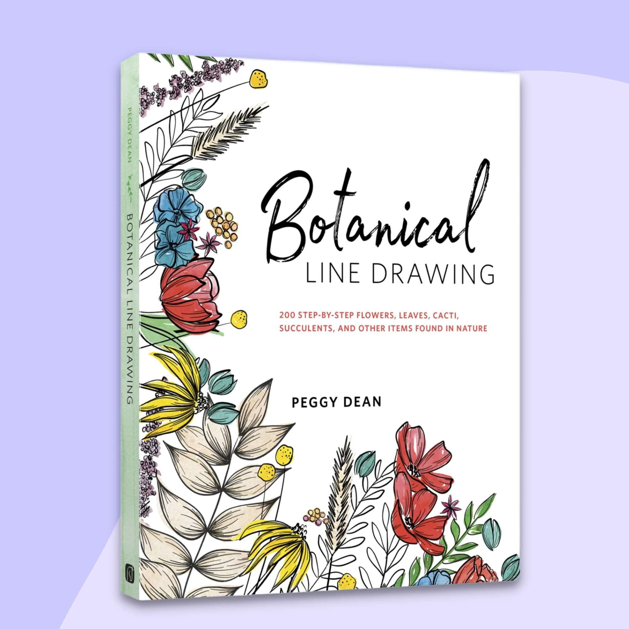 Step-by-step botanical line drawing book