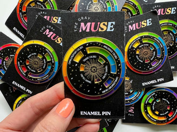 Enamel color wheel pins by The Gray Muse